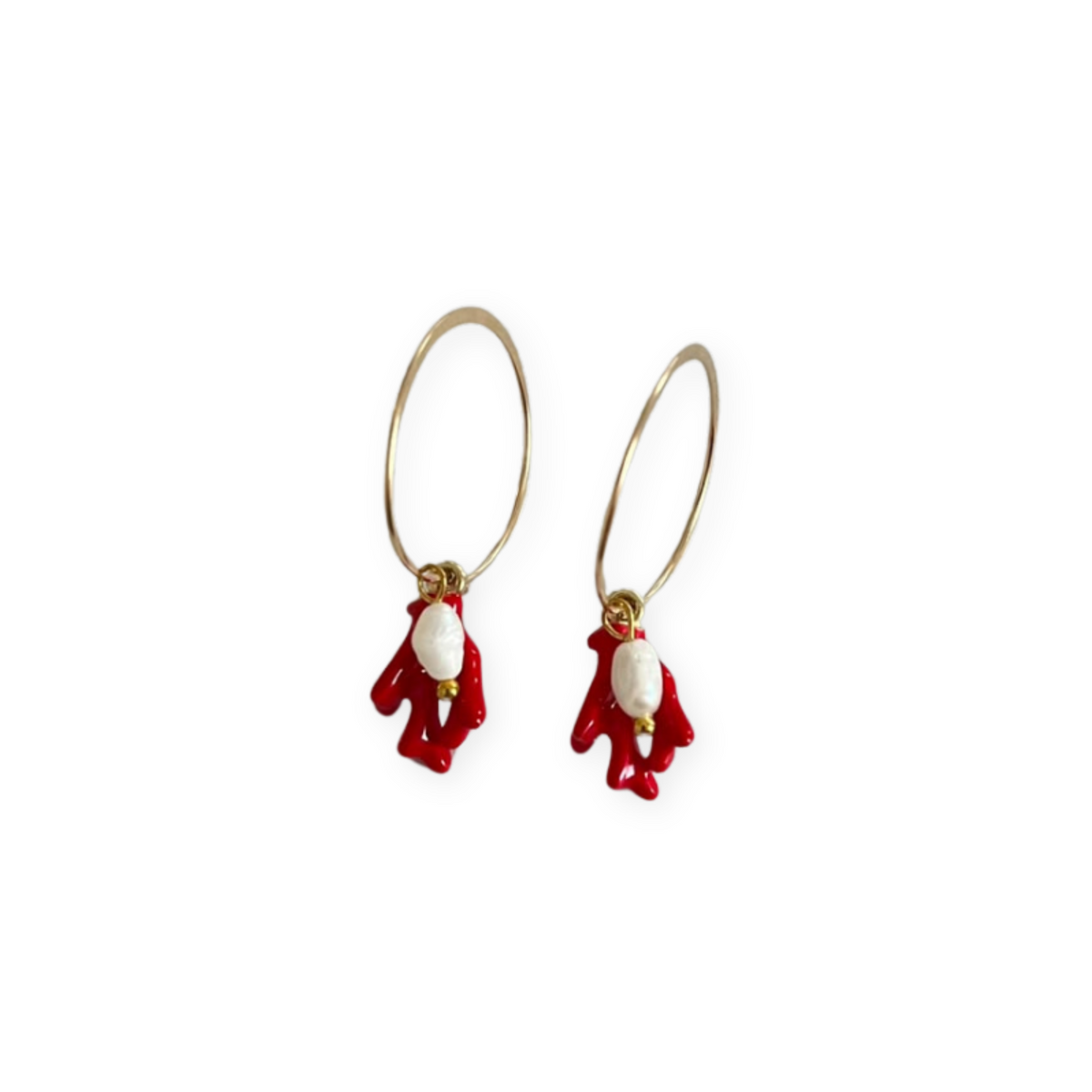 Coral Mini – Red Coral Pearl Earrings